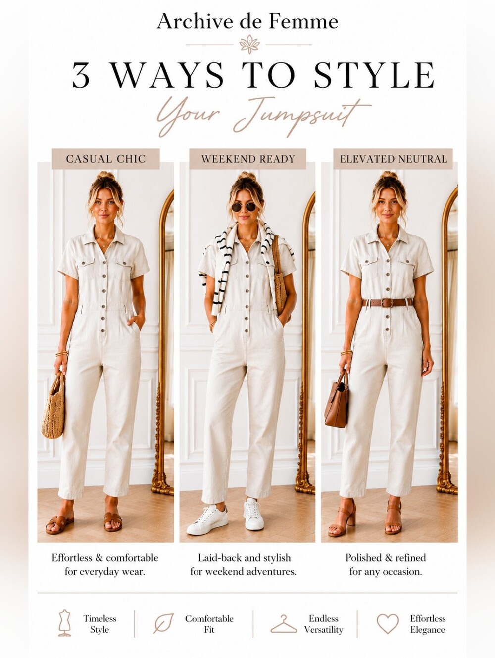Celebrity Pink | Cream Utility Jumpsuit | Size Large | Neutral Cotton Blend - Picture 3 of 8